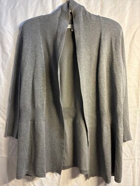 Kim Rogers Gray Open-Front Knit Cardigan